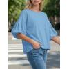 imageCicy Bell Womens Puff Sleeve Tops Crew Neck Drop Shoulder Pocket TShirt Summer Casual Tees Loose Fit BlouseBlue