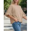 imageCicy Bell Womens Puff Sleeve Tops Crew Neck Drop Shoulder Pocket TShirt Summer Casual Tees Loose Fit BlouseLight Khaki