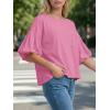 imageCicy Bell Womens Puff Sleeve Tops Crew Neck Drop Shoulder Pocket TShirt Summer Casual Tees Loose Fit BlousePink