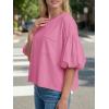 imageCicy Bell Womens Puff Sleeve Tops Crew Neck Drop Shoulder Pocket TShirt Summer Casual Tees Loose Fit BlousePink