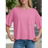 imageCicy Bell Womens Puff Sleeve Tops Crew Neck Drop Shoulder Pocket TShirt Summer Casual Tees Loose Fit BlousePink