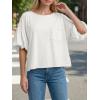 imageCicy Bell Womens Puff Sleeve Tops Crew Neck Drop Shoulder Pocket TShirt Summer Casual Tees Loose Fit BlouseWhite