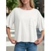 imageCicy Bell Womens Puff Sleeve Tops Crew Neck Drop Shoulder Pocket TShirt Summer Casual Tees Loose Fit BlouseWhite