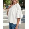 imageCicy Bell Womens Puff Sleeve Tops Crew Neck Drop Shoulder Pocket TShirt Summer Casual Tees Loose Fit BlouseWhite