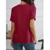 imageCicy Bell Womens Ruffle Short Sleeve T Shirt Summer Casual Crew Neck Tops Loose Fit Basic TeesWine Red