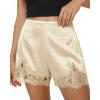 imageCicy Bell Womens Satin Silk Lace Shorts Y2K Micro Mini Shorts Low Rise Coquette Lounge Half Slip French Knickers Pj BottomsBeige