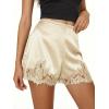 imageCicy Bell Womens Satin Silk Lace Shorts Y2K Micro Mini Shorts Low Rise Coquette Lounge Half Slip French Knickers Pj BottomsBeige