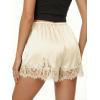 imageCicy Bell Womens Satin Silk Lace Shorts Y2K Micro Mini Shorts Low Rise Coquette Lounge Half Slip French Knickers Pj BottomsBeige