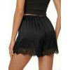 imageCicy Bell Womens Satin Silk Lace Shorts Y2K Micro Mini Shorts Low Rise Coquette Lounge Half Slip French Knickers Pj BottomsBlack