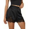 imageCicy Bell Womens Satin Silk Lace Shorts Y2K Micro Mini Shorts Low Rise Coquette Lounge Half Slip French Knickers Pj BottomsBlack