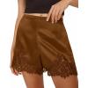 imageCicy Bell Womens Satin Silk Lace Shorts Y2K Micro Mini Shorts Low Rise Coquette Lounge Half Slip French Knickers Pj BottomsBrown