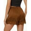 imageCicy Bell Womens Satin Silk Lace Shorts Y2K Micro Mini Shorts Low Rise Coquette Lounge Half Slip French Knickers Pj BottomsBrown