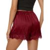 imageCicy Bell Womens Satin Silk Lace Shorts Y2K Micro Mini Shorts Low Rise Coquette Lounge Half Slip French Knickers Pj BottomsWine Red
