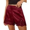 imageCicy Bell Womens Satin Silk Lace Shorts Y2K Micro Mini Shorts Low Rise Coquette Lounge Half Slip French Knickers Pj BottomsWine Red