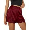 imageCicy Bell Womens Satin Silk Lace Shorts Y2K Micro Mini Shorts Low Rise Coquette Lounge Half Slip French Knickers Pj BottomsWine Red