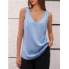 imageCicy Bell Womens Silk Satin Tank Tops V Neck Dressy Casual Camisole Blouses Summer Corporate OutfitsBlue