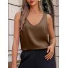 imageCicy Bell Womens Silk Satin Tank Tops V Neck Dressy Casual Camisole Blouses Summer Corporate OutfitsCoffee