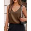 imageCicy Bell Womens Silk Satin Tank Tops V Neck Dressy Casual Camisole Blouses Summer Corporate OutfitsCoffee