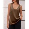 imageCicy Bell Womens Silk Satin Tank Tops V Neck Dressy Casual Camisole Blouses Summer Corporate OutfitsCoffee