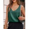 imageCicy Bell Womens Silk Satin Tank Tops V Neck Dressy Casual Camisole Blouses Summer Corporate OutfitsDark Green