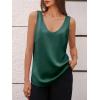 imageCicy Bell Womens Silk Satin Tank Tops V Neck Dressy Casual Camisole Blouses Summer Corporate OutfitsDark Green