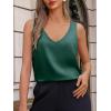 imageCicy Bell Womens Silk Satin Tank Tops V Neck Dressy Casual Camisole Blouses Summer Corporate OutfitsDark Green