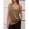 imageCicy Bell Womens Silk Satin Tank Tops V Neck Dressy Casual Camisole Blouses Summer Corporate OutfitsKhaki