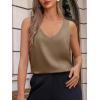 imageCicy Bell Womens Silk Satin Tank Tops V Neck Dressy Casual Camisole Blouses Summer Corporate OutfitsKhaki