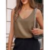 imageCicy Bell Womens Silk Satin Tank Tops V Neck Dressy Casual Camisole Blouses Summer Corporate OutfitsKhaki