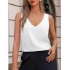 imageCicy Bell Womens Silk Satin Tank Tops V Neck Dressy Casual Camisole Blouses Summer Corporate OutfitsPure White
