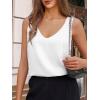 imageCicy Bell Womens Silk Satin Tank Tops V Neck Dressy Casual Camisole Blouses Summer Corporate OutfitsPure White