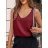 imageCicy Bell Womens Silk Satin Tank Tops V Neck Dressy Casual Camisole Blouses Summer Corporate OutfitsRed