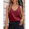 imageCicy Bell Womens Silk Satin Tank Tops V Neck Dressy Casual Camisole Blouses Summer Corporate OutfitsRed