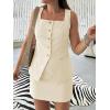 imageCicy Bell Womens Summer 2 Piece Outfits Sleeveless Square Neck Slim Fit Blazer Vest Matching Sets Work Mini Skirt Suit SetsBeige