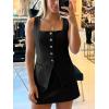 imageCicy Bell Womens Summer 2 Piece Outfits Sleeveless Square Neck Slim Fit Blazer Vest Matching Sets Work Mini Skirt Suit SetsBlack