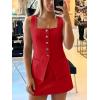 imageCicy Bell Womens Summer 2 Piece Outfits Sleeveless Square Neck Slim Fit Blazer Vest Matching Sets Work Mini Skirt Suit SetsRed