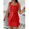 imageCicy Bell Womens Summer 2 Piece Outfits Sleeveless Square Neck Slim Fit Blazer Vest Matching Sets Work Mini Skirt Suit SetsRed