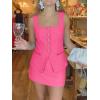 imageCicy Bell Womens Summer 2 Piece Outfits Sleeveless Square Neck Slim Fit Blazer Vest Matching Sets Work Mini Skirt Suit SetsRose Red