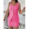 imageCicy Bell Womens Summer 2 Piece Outfits Sleeveless Square Neck Slim Fit Blazer Vest Matching Sets Work Mini Skirt Suit SetsRose Red