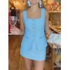 imageCicy Bell Womens Summer 2 Piece Outfits Sleeveless Square Neck Slim Fit Blazer Vest Matching Sets Work Mini Skirt Suit SetsSky Blue