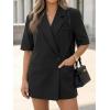 imageCicy Bell Womens Summer Oversized Blazer Short Sleeve Lapel Button Down Business Casual Suit Jackets with PocketsBlack