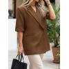 imageCicy Bell Womens Summer Oversized Blazer Short Sleeve Lapel Button Down Business Casual Suit Jackets with PocketsBrown