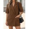 imageCicy Bell Womens Summer Oversized Blazer Short Sleeve Lapel Button Down Business Casual Suit Jackets with PocketsBrown