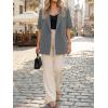 imageCicy Bell Womens Summer Oversized Blazer Short Sleeve Lapel Button Down Business Casual Suit Jackets with PocketsDark Grey
