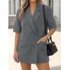 imageCicy Bell Womens Summer Oversized Blazer Short Sleeve Lapel Button Down Business Casual Suit Jackets with PocketsDark Grey