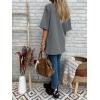 imageCicy Bell Womens Summer Oversized Blazer Short Sleeve Lapel Button Down Business Casual Suit Jackets with PocketsDark Grey