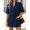 imageCicy Bell Womens Summer Oversized Blazer Short Sleeve Lapel Button Down Business Casual Suit Jackets with PocketsNavy