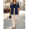 imageCicy Bell Womens Summer Oversized Blazer Short Sleeve Lapel Button Down Business Casual Suit Jackets with PocketsNavy