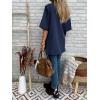 imageCicy Bell Womens Summer Oversized Blazer Short Sleeve Lapel Button Down Business Casual Suit Jackets with PocketsNavy