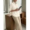imageCicy Bell Womens Summer Oversized Button Down Shirts Half Sleeve V Neck Business Casual High Low Tops Loose Fit BlousesBeige